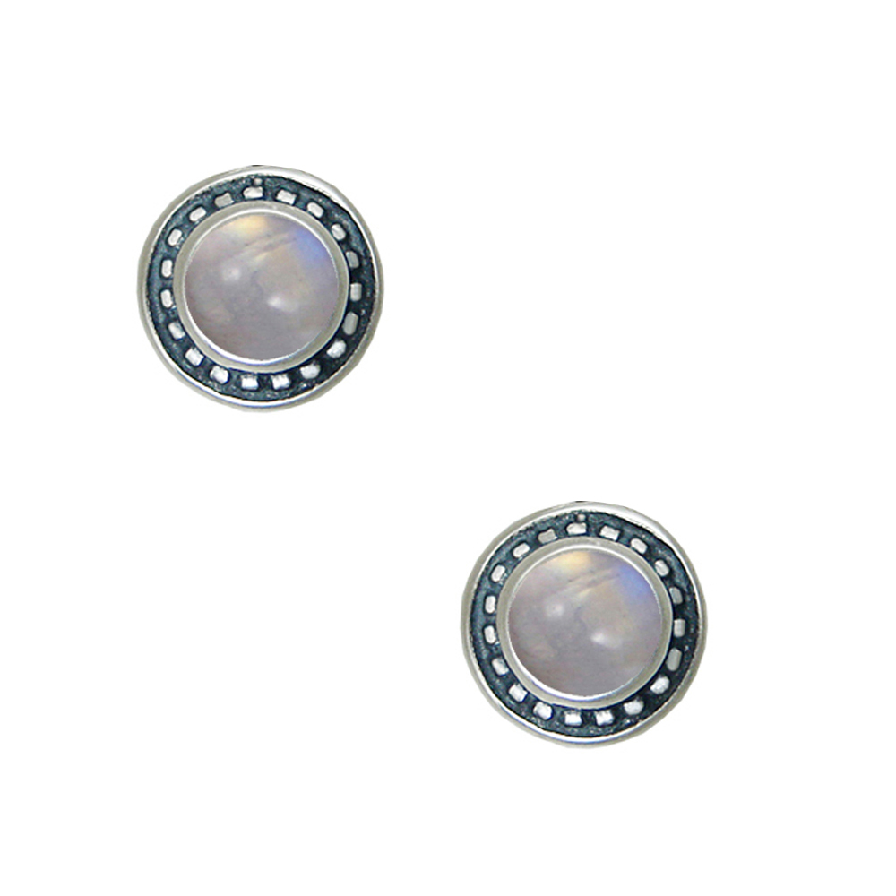 Sterling Silver Little Rainbow Moonstone Post Stud Earrings